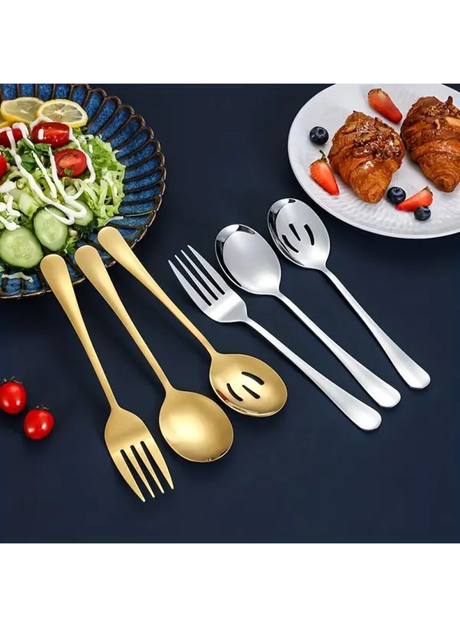 8 Pcs Stainless Steel Kitchen Utensil Set With Fork Spoon Colander And Barbecue Clip - Image 5